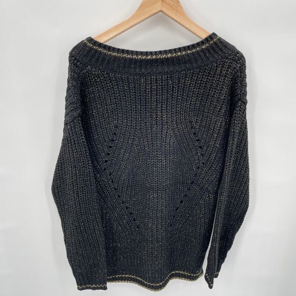 John & Jenn Evereve NWT Black Fabio Sweater with Gold Shimmer // M - Picture 11 of 12